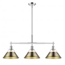 Golden Canada 3306-LP CH-AB - Orwell CH 3 Light Linear Pendant in Chrome with Aged Brass shades