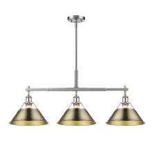 Golden Canada 3306-LP PW-AB - Orwell PW 3 Light Linear Pendant in Pewter with Aged Brass shades