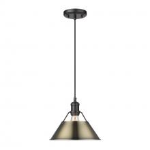 Golden Canada 3306-M BLK-AB - Orwell BLK Medium Pendant - 10 in Matte Black with Aged Brass shade