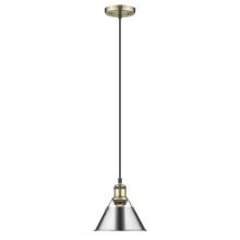 Golden Canada 3306-S AB-CH - Orwell AB Small Pendant - 7" in Aged Brass with Chrome shade