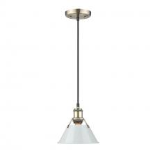 Golden Canada 3306-S AB-DB - Orwell AB Small Pendant - 7 in Aged Brass with Dusky Blue shade