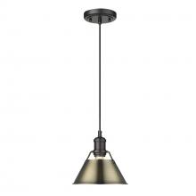 Golden Canada 3306-S BLK-AB - Orwell 7.5" Wide Small Pendant in Matte Black with Aged Brass