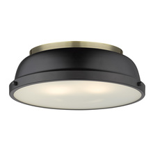 Golden Canada 3602-14 AB-BLK - Duncan 14" Flush Mount in Aged Brass with a Matte Black Shade