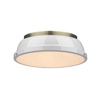 Golden Canada 3602-14 AB-WH - Duncan 14" Flush Mount in Aged Brass with a White Shade