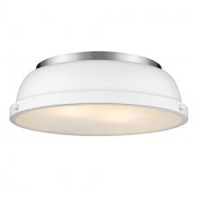 Golden Canada 3602-14 PW-WHT - Duncan 14" Flush Mount in Pewter with a Matte White Shade