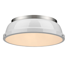 Golden Canada 3602-14 PW-WH - Duncan 14" Flush Mount in Pewter with a White Shade