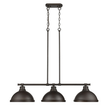 Golden Canada 3602-3LP RBZ-RBZ - Duncan 3 Light Linear Pendant in Rubbed Bronze with Rubbed Bronze Shades