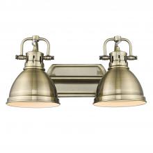 Golden Canada 3602-BA2 AB-AB - Duncan 2 Light Bath Vanity in Aged Brass with Aged Brass Shades