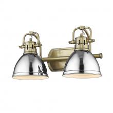 Golden Canada 3602-BA2 AB-CH - Duncan 2 Light Bath Vanity in Aged Brass with Chrome Shades