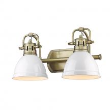 Golden Canada 3602-BA2 AB-WHT - Duncan 2 Light Bath Vanity in Aged Brass with Matte White Shades