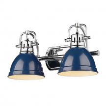 Golden Canada 3602-BA2 CH-NVY - Duncan CH 2 Light Bath Vanity in Chrome with Navy Blue Shade