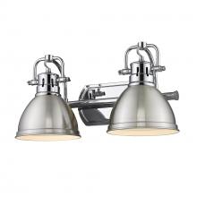 Golden Canada 3602-BA2 CH-PW - Duncan 2 Light Bath Vanity in Chrome with Pewter Shades