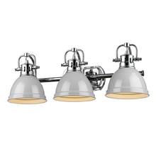 Golden Canada 3602-BA3 CH-GY - Duncan 3 Light Bath Vanity in Chrome with a Gray Shade