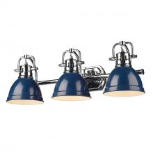 Golden Canada 3602-BA3 CH-NVY - Duncan CH 3 Light Bath Vanity in Chrome with Navy Blue Shade