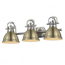 Golden Canada 3602-BA3 PW-AB - Duncan 3 Light Bath Vanity in Pewter with an Aged Brass Shade