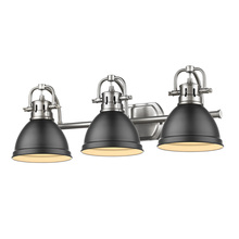 Golden Canada 3602-BA3 PW-BLK - Duncan 3 Light Bath Vanity in Pewter with a Matte Black Shade