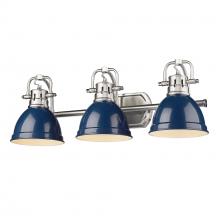 Golden Canada 3602-BA3 PW-NVY - Duncan PW 3 Light Bath Vanity in Pewter with Navy Blue Shade