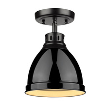 Golden Canada 3602-FM BLK-BK - Duncan Flush Mount in Matte Black with a Black Shade