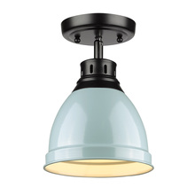 Golden Canada 3602-FM BLK-SF - Duncan Flush Mount in Matte Black with a Seafoam Shade