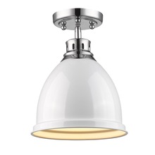 Golden Canada 3602-FM CH-WH - Duncan Flush Mount in Chrome with a White Shade