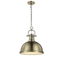 Golden Canada 3602-L AB-AB - Duncan 1 Light Pendant with Chain in Aged Brass with a Aged Brass Shade