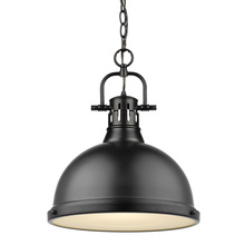 Golden Canada 3602-L BLK-BLK - Duncan 1 Light Pendant with Chain in Matte Black with a Matte Black Shade