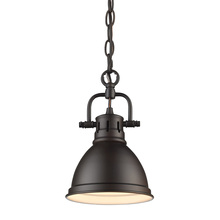 Golden Canada 3602-M1L RBZ-RBZ - Duncan Mini Pendant with Chain in Rubbed Bronze with a Rubbed Bronze Shade