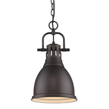 Golden Canada 3602-S RBZ-RBZ - Duncan Small Pendant with Chain in Rubbed Bronze with a Rubbed Bronze Shade