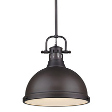 Golden Canada 3604-L RBZ-RBZ - Duncan 1 Light Pendant with Rod in Rubbed Bronze with a Rubbed Bronze Shade