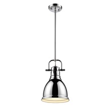 Golden Canada 3604-S CH-CH - Duncan Small Pendant with Rod in Chrome with a Chrome Shade