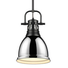 Golden Canada 3604-S BLK-CH - Duncan Small Pendant with Rod in Matte Black with Chrome