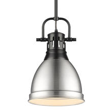 Golden Canada 3604-S BLK-PW - Duncan Small Pendant with Rod in Matte Black with Pewter