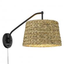 Golden Canada 3694-A1W BLK-WSG - Ryleigh Articulating Wall Sconce in Matte Black with Woven Sweet Grass Shade