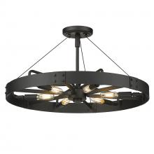 Golden Canada 3866-MSF NB-NB - Vaughn Medium Semi-Flush in Natural Black with Natural Black Accents