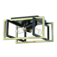 Golden Canada 6070-FM BLK-AB - Tribeca Flush Mount in Matte Black with Aged Brass Accents