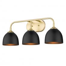 Golden Canada 6956-BA3 OG-BLK - Zoey 3-Light Bath Vanity in Olympic Gold with Matte Black Shade