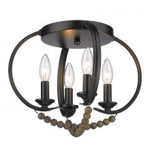 Golden Canada 8320-FM BLK-EWB - Flori Flush Mount in Matte Black with Espresso Wood Beads