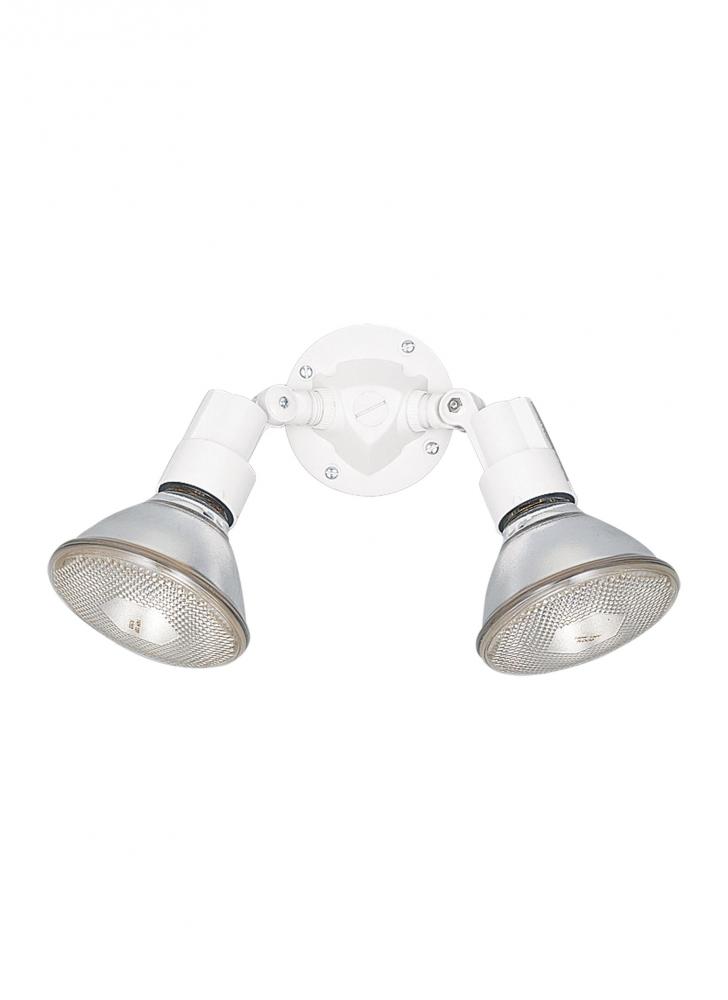 Flood Light traditional 2-light outdoor exterior adjustable swivel flood light in white finish