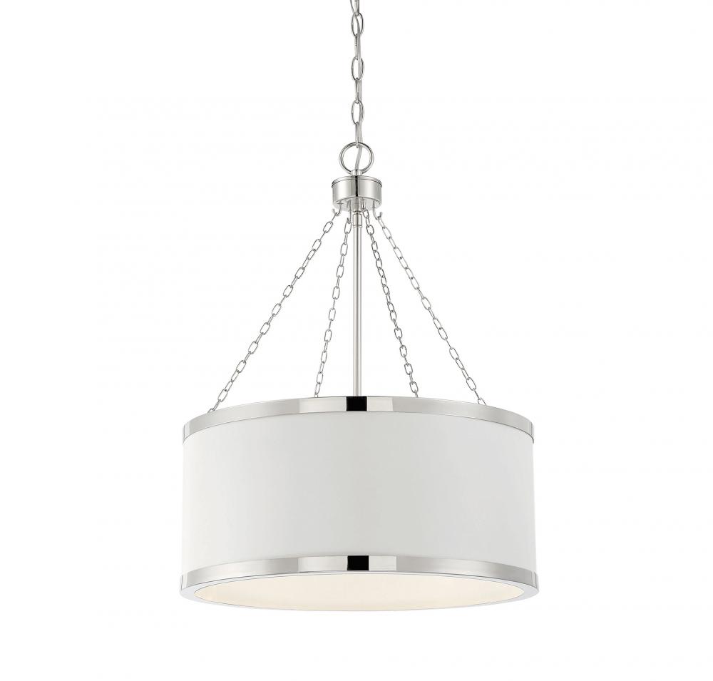 Delphi 6-Light Pendant in White with Polished Nickel Acccents