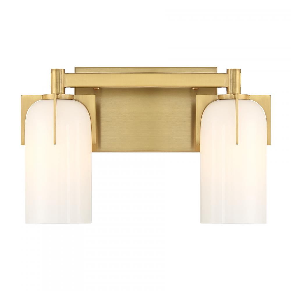 Caldwell 2-Light Bathroom Vanity Light in Warm Brass