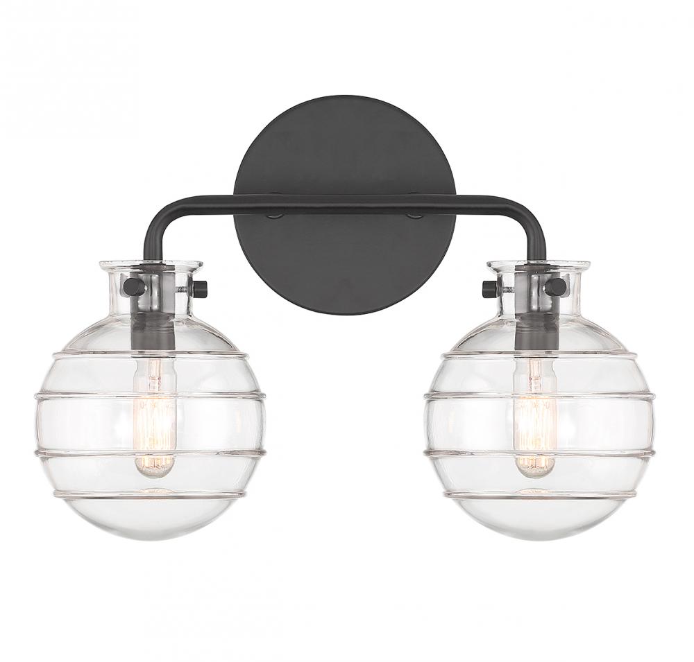 Mason 2-Light Bathroom Vanity Light in Matte Black