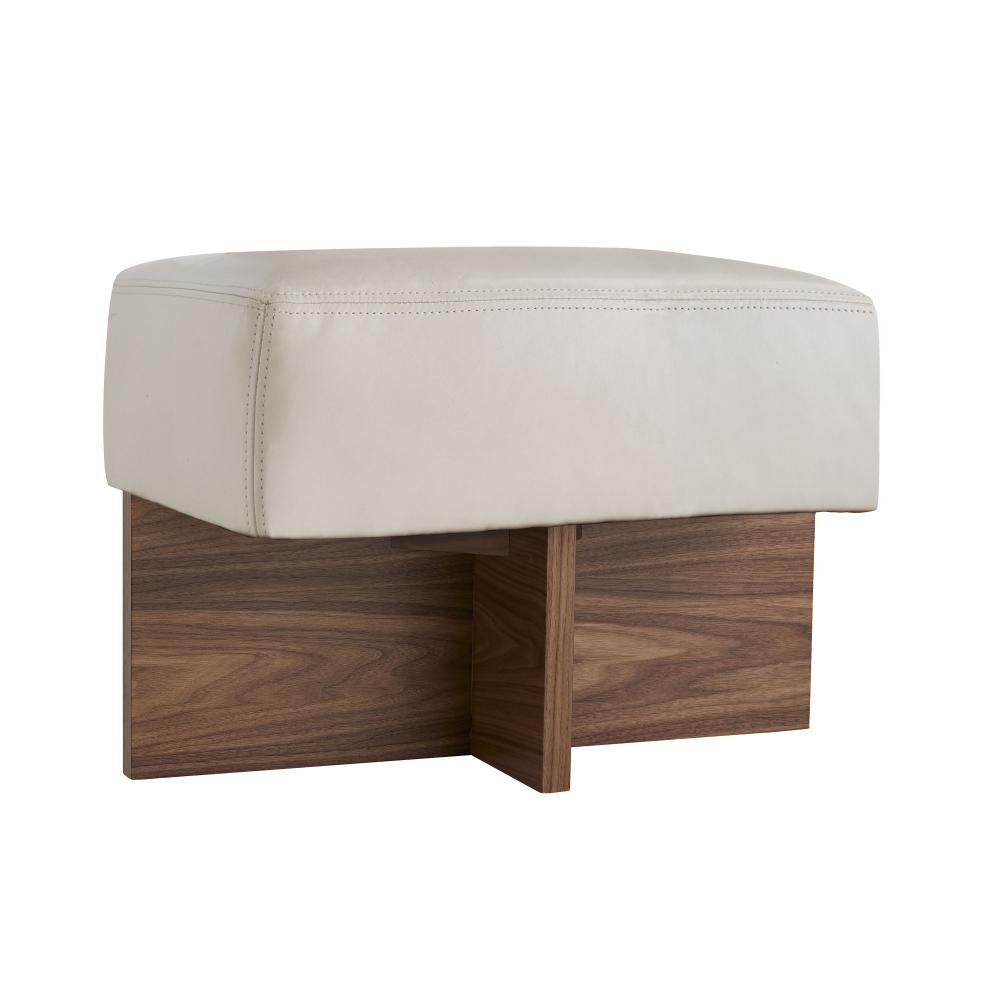 Tuck Ottoman Ivory Leather