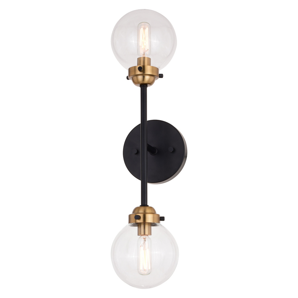 Orbit 2 Light Wall Light Oil Rubbed Bronze and Muted Brass