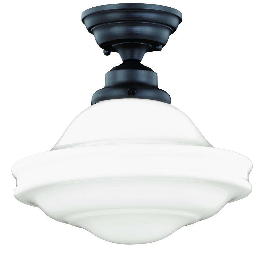 milk glass semi flush mount