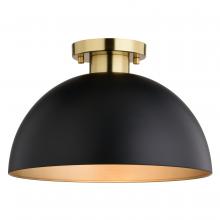 Vaxcel International C0306 - Devon 13-in. Semi Flush Matte Black and Satin Brass