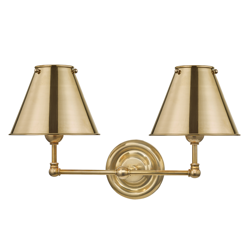 2 LIGHT WALL SCONCE W/ METAL SHADE