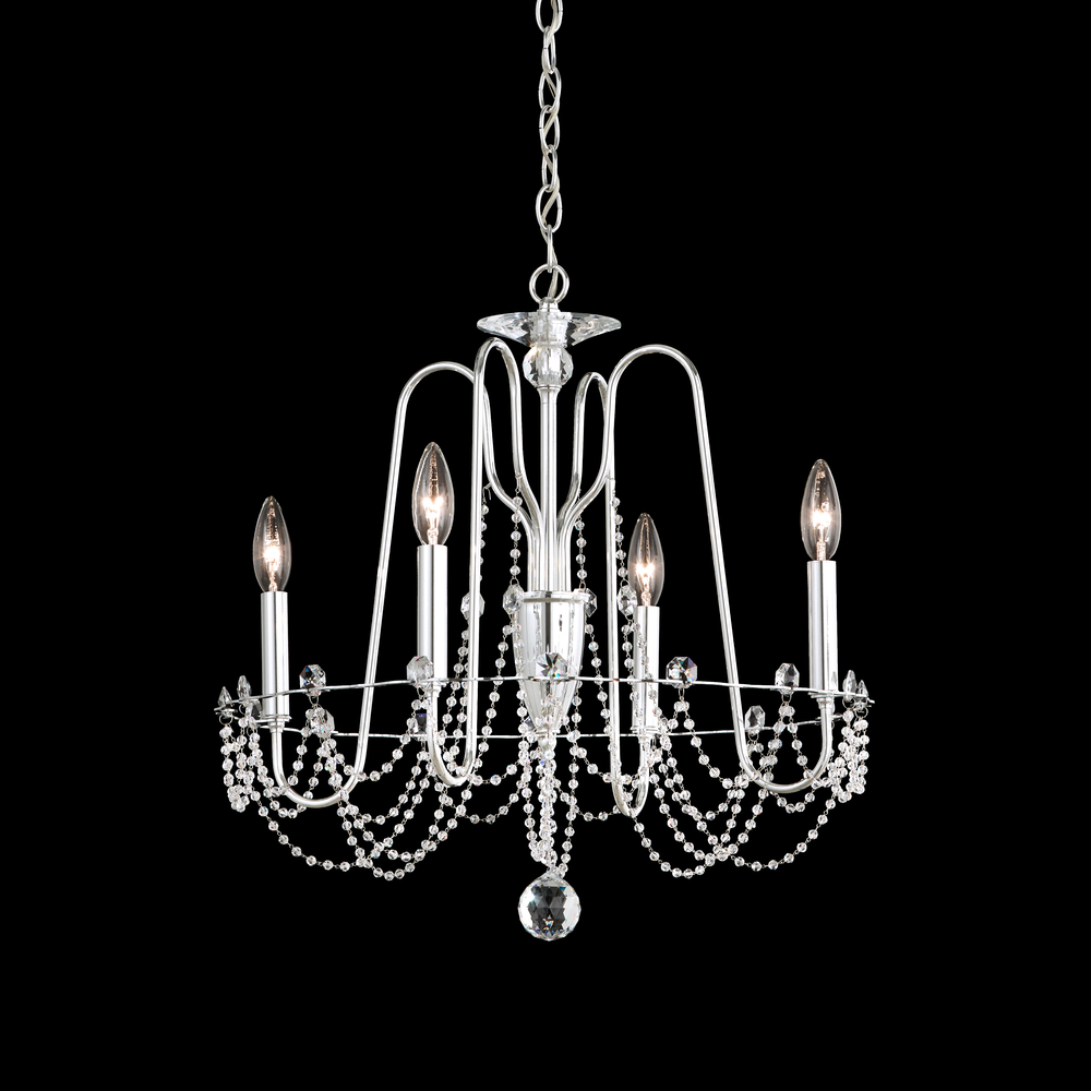 Esmery 4 Light 120V Chandelier in Polished Silver with Clear Optic Crystal