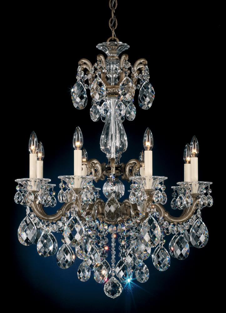 La Scala 8 Light 120V Chandelier in French Gold with Clear Crystals from Swarovski