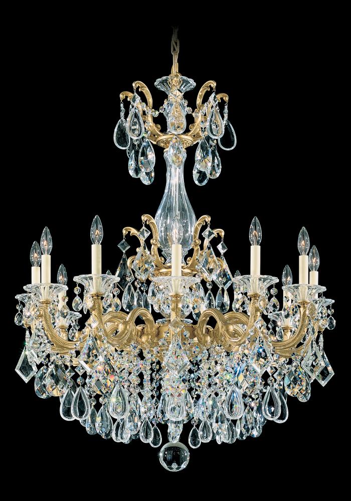 La Scala 12 Light 120V Chandelier in Parchment Gold with Clear Radiance Crystal
