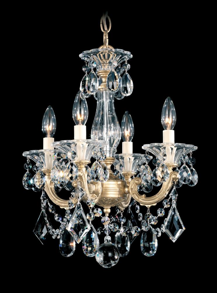La Scala 4 Light 120V Chandelier in Parchment Gold with Clear Radiance Crystal